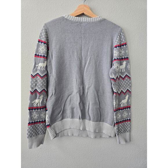 Game of Thrones Stark Direwolf Ugly Christmas Sweater Gray Red Blue L Unisex GOT - Picture 3 of 6